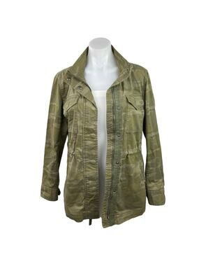 Style&Co Green Camouflage Military Army Button Pockets Utility Outdoor Jacket S